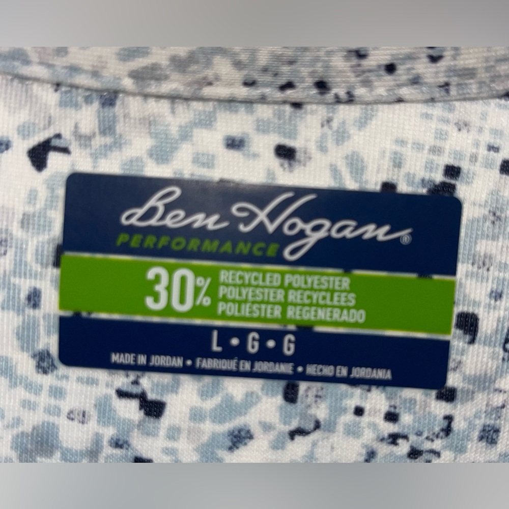 NWOT BEN HOGAN Performance Men's Polo Shirt Blue Printed Size L - Picture 2 of 7